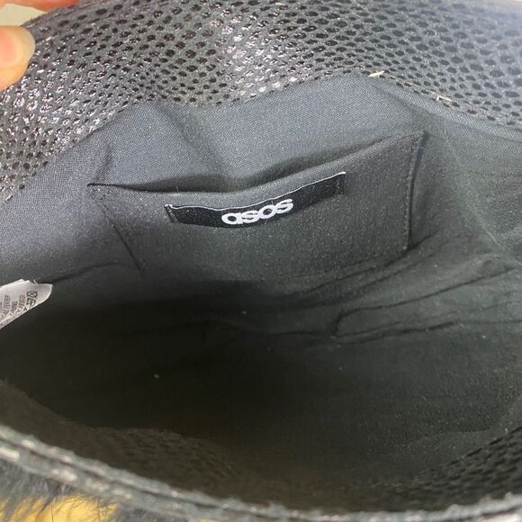 ASOS Clutch with Black Feathers Gold hardwear Faux snake skin - Picture 2 of 5